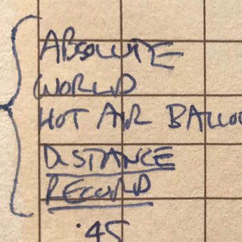 World distance record pilot logbook notation